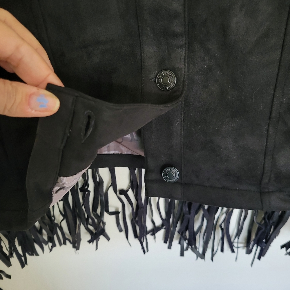 Juicy Couture Black Fringed Jacket Sz S NWT - Picture 10 of 12
